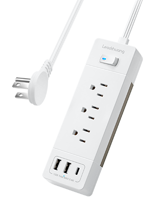 parallel gårdsplads Demonstrere Leadchuang 1875W Power Strip Ultra-Flat Plug Extension Cord with USB C